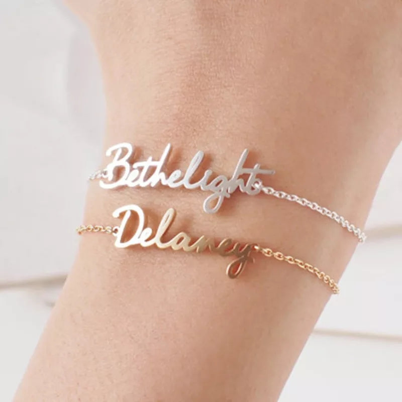 Bracelet gold with on sale name