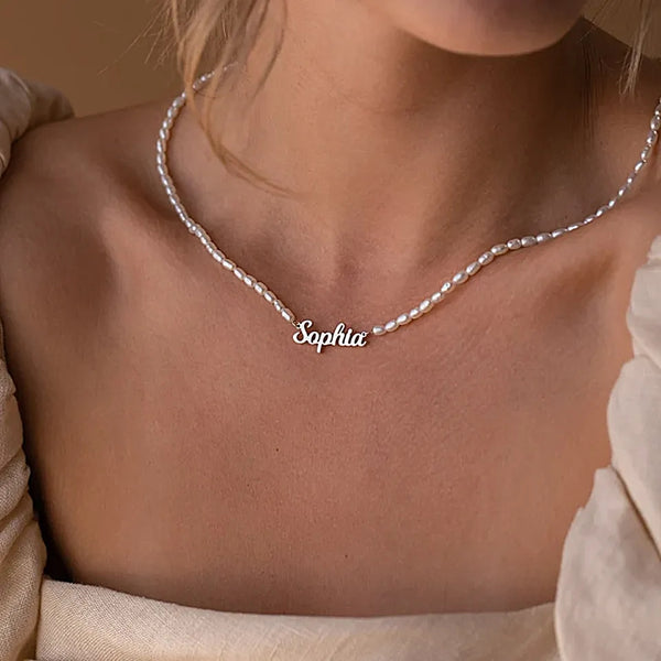 Pearl name plate necklace/bracelet