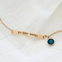 Engraved bar and birthstone bangle.