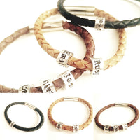 Men's leather name bracelet