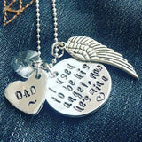 Memory necklace, angel  pendant, wing pendant, friends gift,memorial gift, crystal pendant, memory jewellery, metal stamping