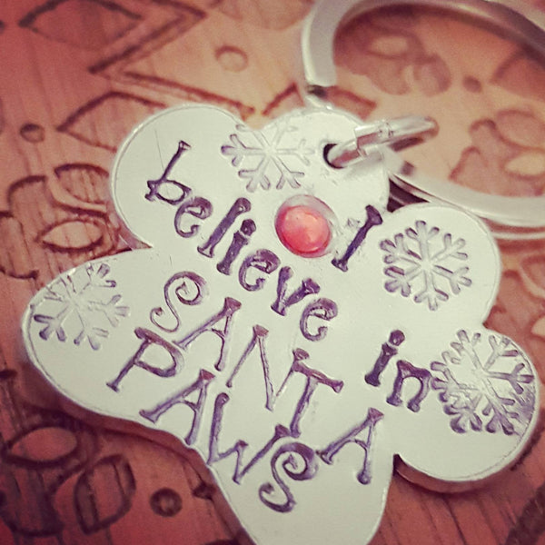 Santa paws dog tag, Santa paws keychain